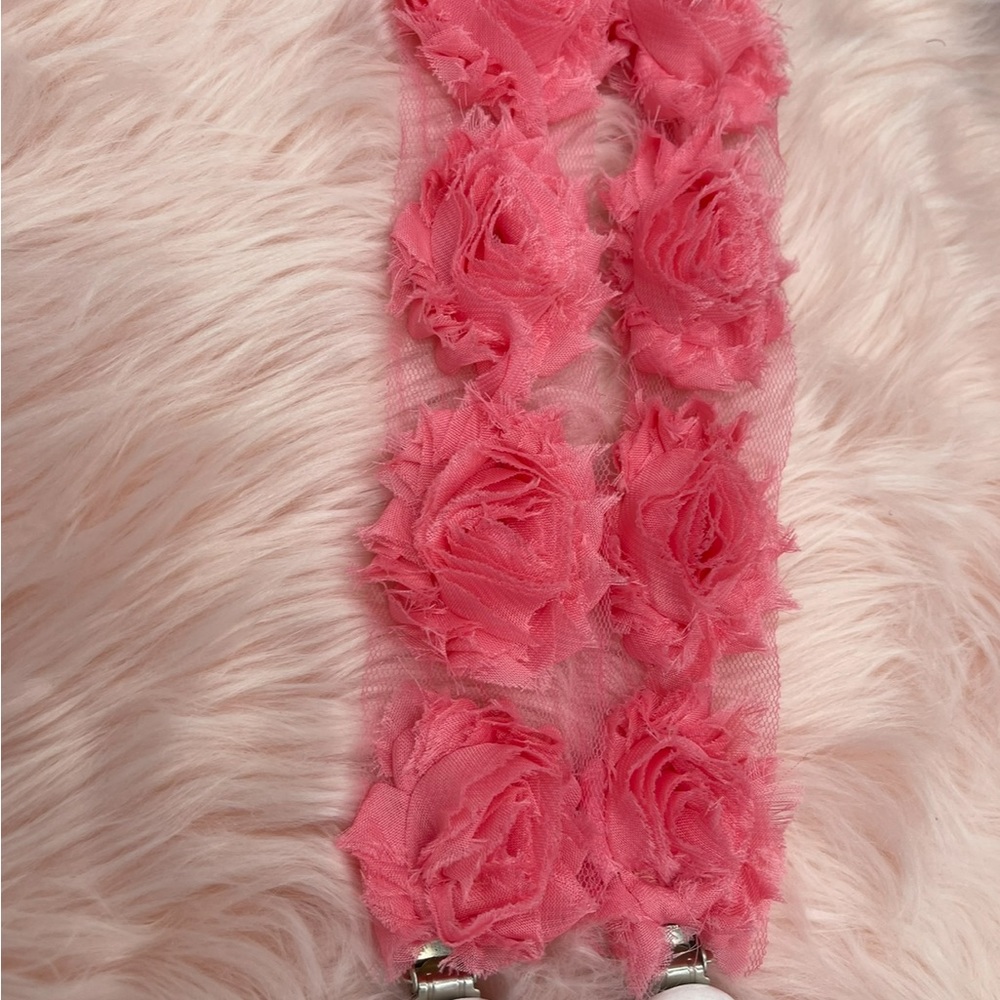 Pink Rosette pacifier clip 3 piece